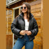 'Vespera' Faux Leather Puffer Jacket - Celes Fashion